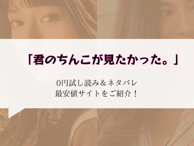 無料で君のちんこが見たかった。raw/hitomiは危険!かわりに40%offで読む方法をご紹介